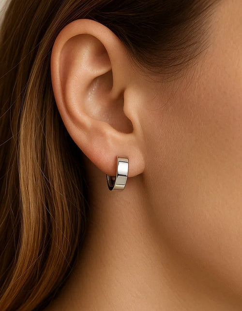 Load image into Gallery viewer, 10k White Gold Snuggable Hoop Earrings
