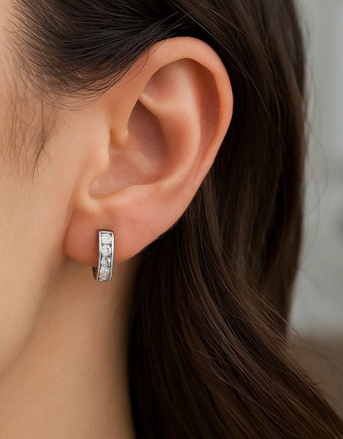 Load image into Gallery viewer, Sterling Silver Petite CZ Hoop Earrings
