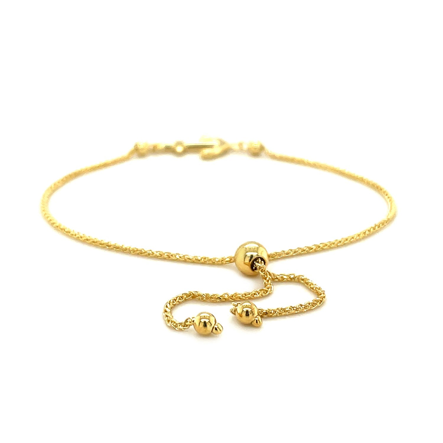 14k Yellow Gold Anchor Adjustable Lariat Bracelet – 9.25 Inches