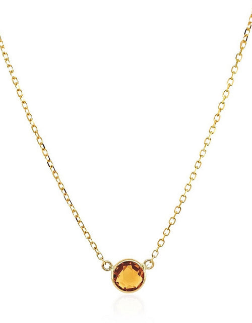 Load image into Gallery viewer, 14K Yellow Gold Round Citrine Bezel Necklace 17 Inch

