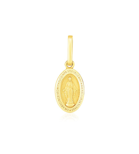 14K Yellow Gold Miraculous Medal Pendant