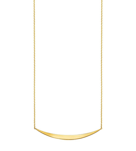 14K Yellow Gold Curved Bar Necklace