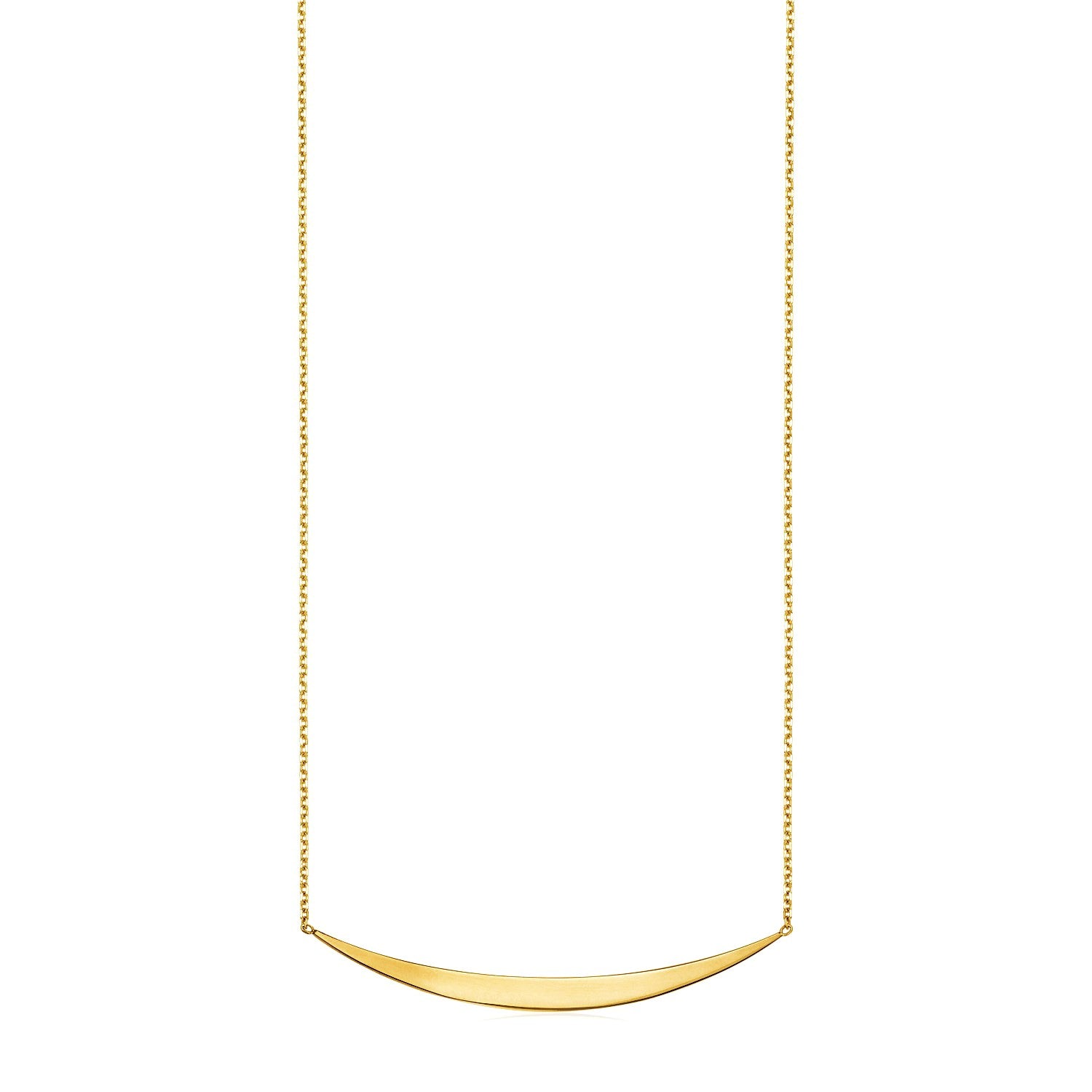 14K Yellow Gold Curved Bar Necklace