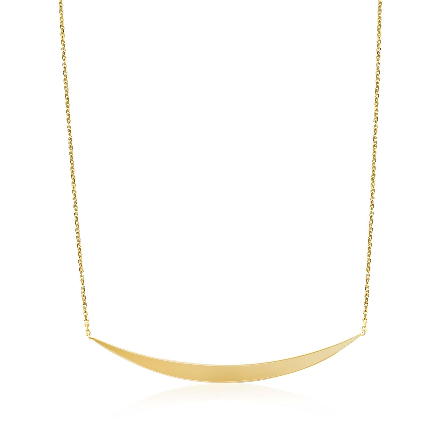 14K Yellow Gold Curved Bar Necklace