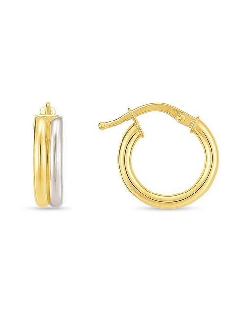 Load image into Gallery viewer, 14k Two Tone Gold Double Round Hoops
