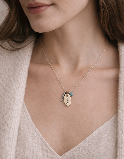 Load image into Gallery viewer, Pre-owned Silpada"Be Strong" SS Turquoise Pendant Adjustable Chain Necklace (N3183)
