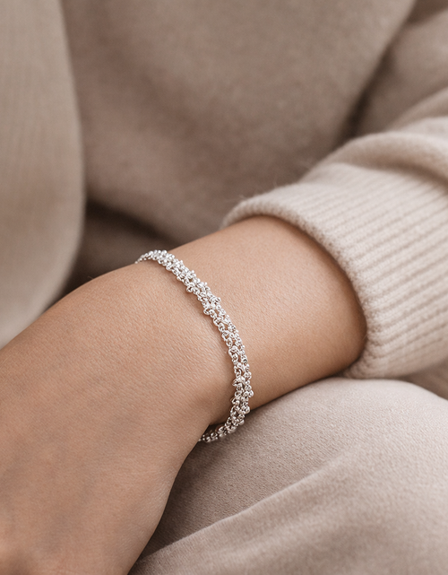 Load image into Gallery viewer, 925 Sterling “Silver Cascade” Bracelet – Textured Statement Chain
