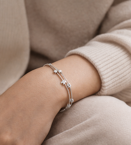 925 Sterling Silver “Starlight Drift” Multi-Strand Star & Bead Bracelet – Celestial Chain