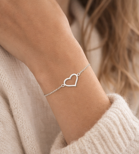 925 Sterling Silver "Open Heart Whisperer"Chain Bracelet – Minimalist Adj Bracelet