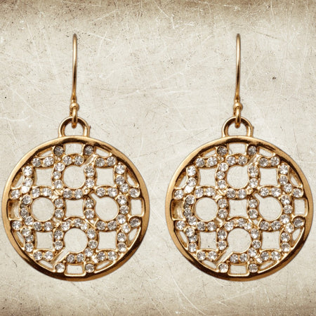 Coach Gold Tone Crystal Logo Drop Earrings – Signature C Statement Earrings