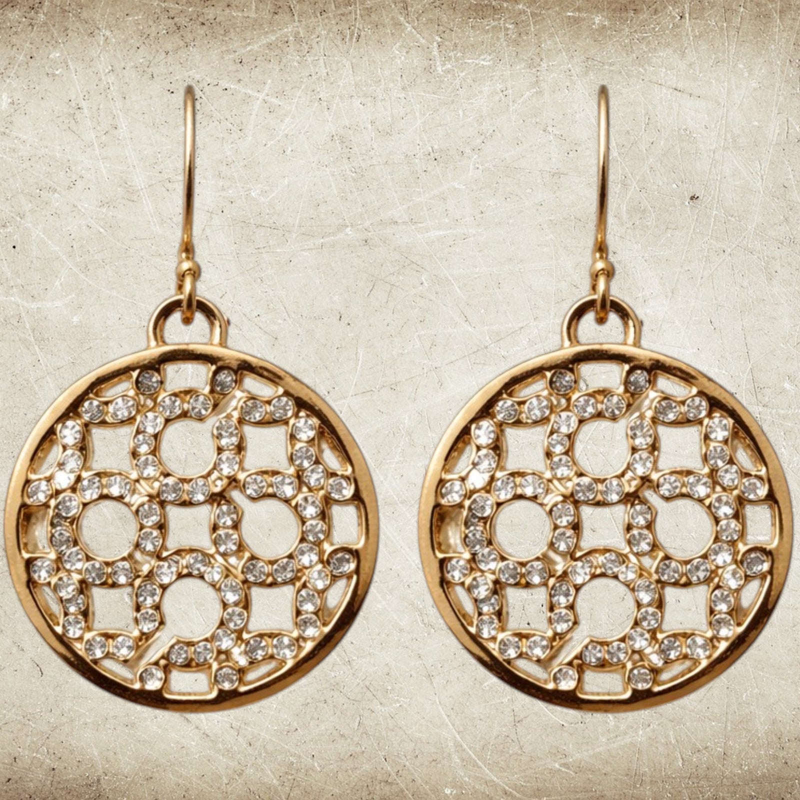 Coach Gold Tone Crystal Logo Drop Earrings – Signature C Statement Earrings