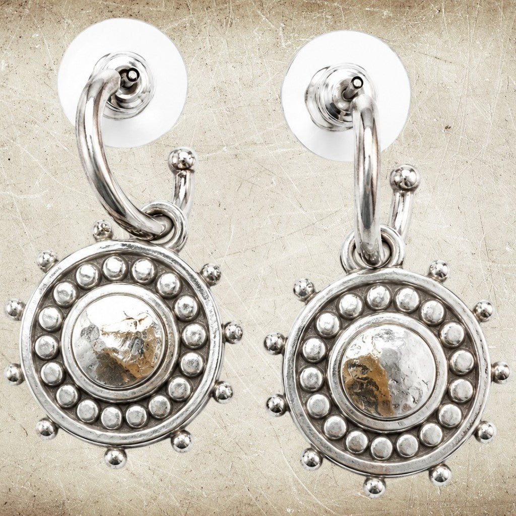 Pre-Owned Brighton Reversible Crystal Medallion Dangle Earrings