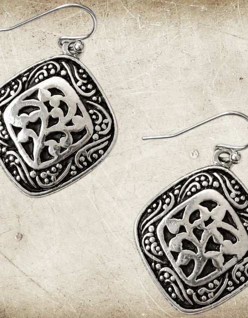 Load image into Gallery viewer, Pre-Owned Lia Sophia Silver Tone Scroll Drop Earrings Vintage Boho Statement Dangles
