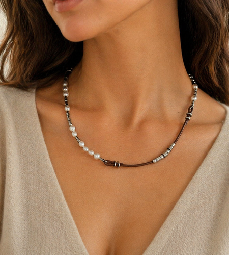 Pre-Owned Silpada Leather & Silver Necklace - Retired Design