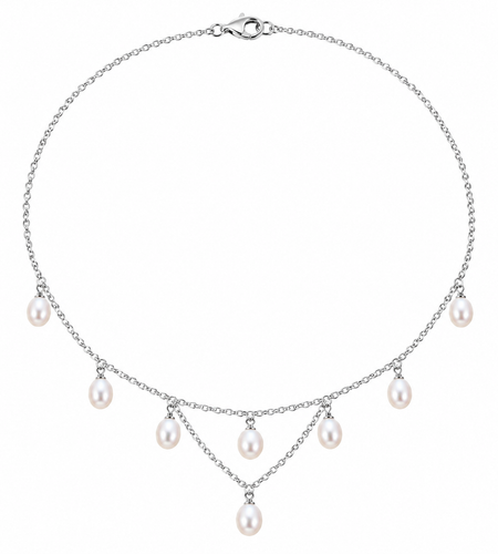 Blush Cascade Pearl Festoon Necklace -Honora Sterling Silver Pink Freshwater Pearl