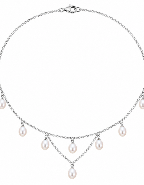 Load image into Gallery viewer, Blush Cascade Pearl Festoon Necklace -Honora Sterling Silver Pink Freshwater Pearl
