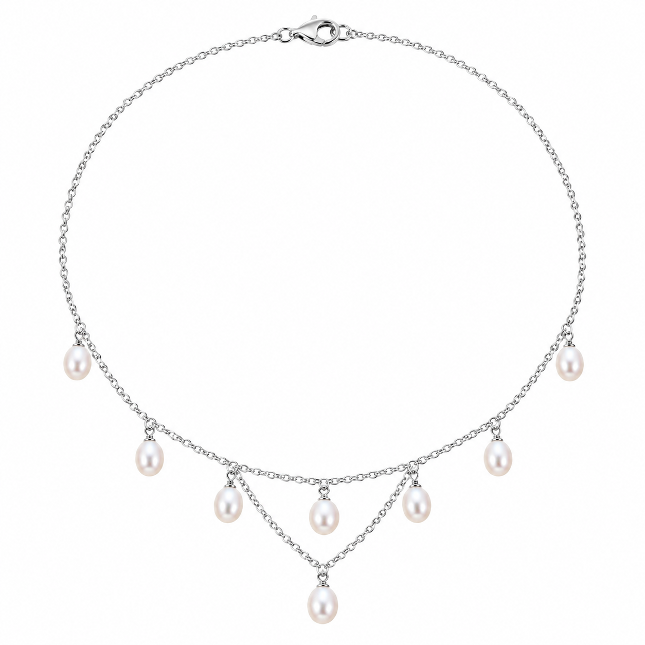 Blush Cascade Pearl Festoon Necklace -Honora Sterling Silver Pink Freshwater Pearl