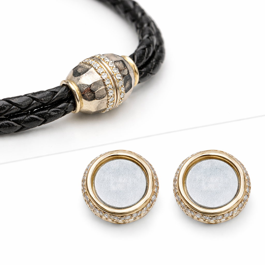 Retired Silpada Leather Wrap Bracelet / Choker Necklace – Sterling Silver & CZ Clasp