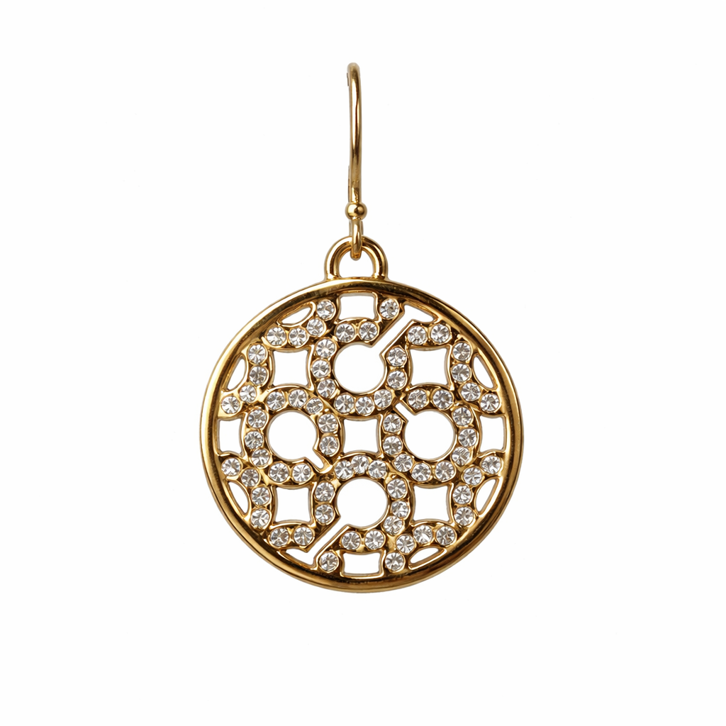 Coach Gold Tone Crystal Logo Drop Earrings – Signature C Statement Earrings
