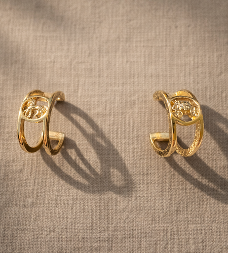 Coach Gold Logo Huggie Earrings – Signature C Design