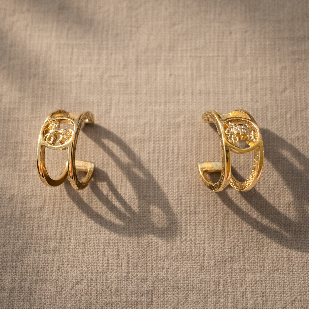 Coach Gold Logo Huggie Earrings – Signature C Design