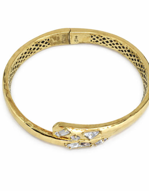 Load image into Gallery viewer, Retired Silpada Cobra Hinge Cuff Bracelet – Gold Tone with Swarovski Crystal Accents
