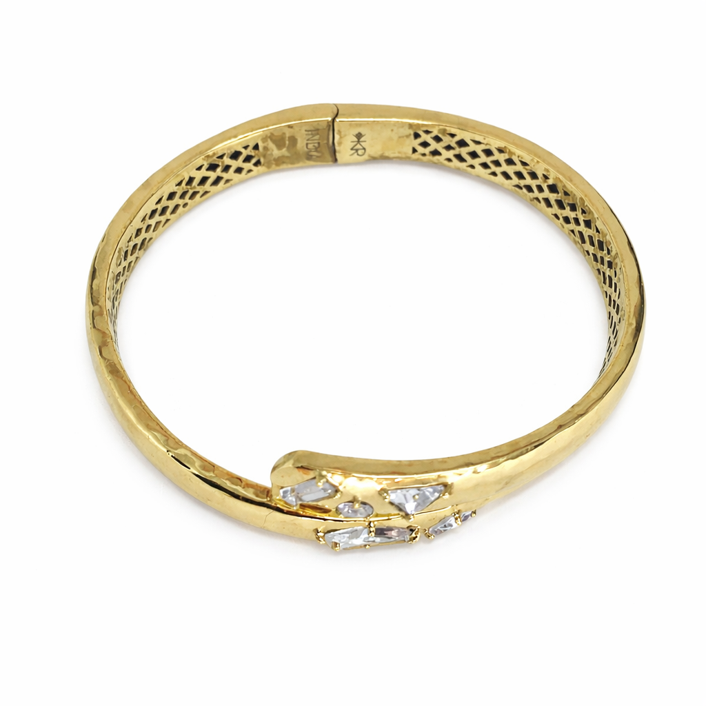 Retired Silpada Cobra Hinge Cuff Bracelet – Gold Tone with Swarovski Crystal Accents