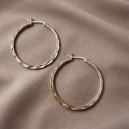 925 Sterling Silver “Luxe Facet Hoop” Earrings – Polished Statement Hoops