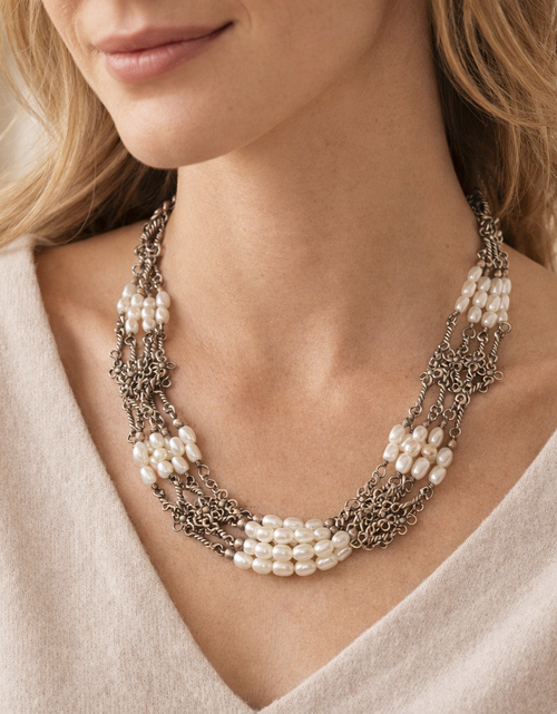 Load image into Gallery viewer, Pre-Owned Silpada 5-Strand Sterling Silver Pearl Necklace - Retired Design
