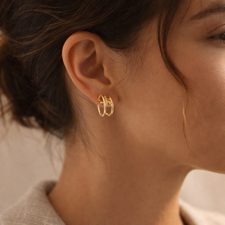 Coach Gold Logo Huggie Earrings – Signature C Design