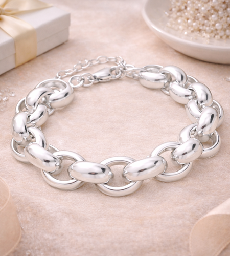 925 Sterling Silver Heavy “Modern Heirloom" Link Chain Bracelet – 36g Bold Modern Design