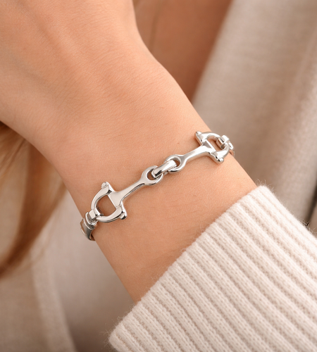 925 Sterling Silver “Equestrian Luxe Snaffle Bangle” – Luxury Horse Bit Bracelet