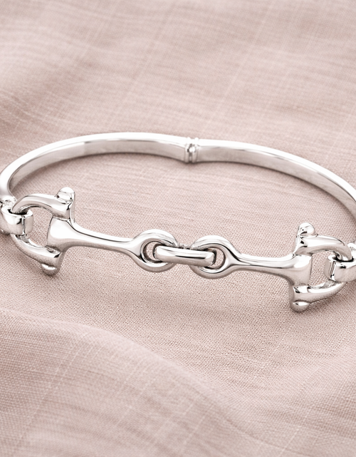 Load image into Gallery viewer, 925 Sterling Silver “Equestrian Luxe Snaffle Bangle” – Luxury Horse Bit Bracelet

