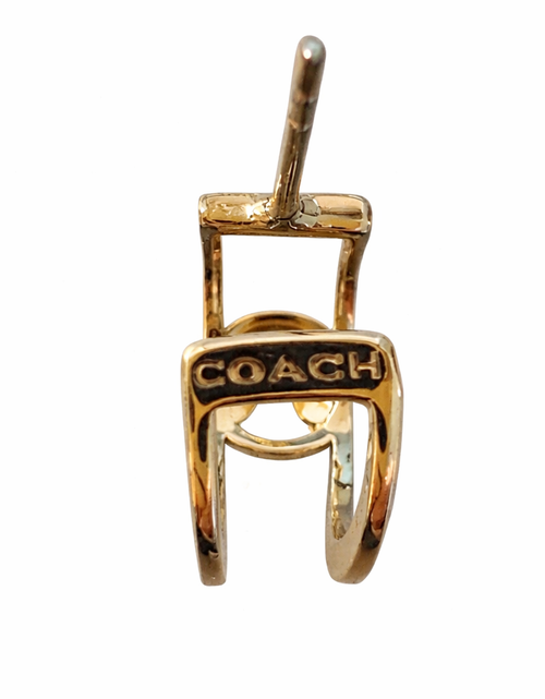 Load image into Gallery viewer, Coach Gold Logo Huggie Earrings – Signature C Design
