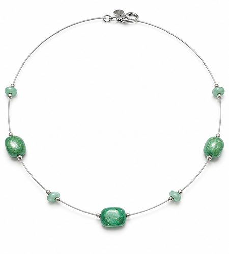 Pre-Owned Silpada Chrysocolla Bead Wire Necklace - Retired Design