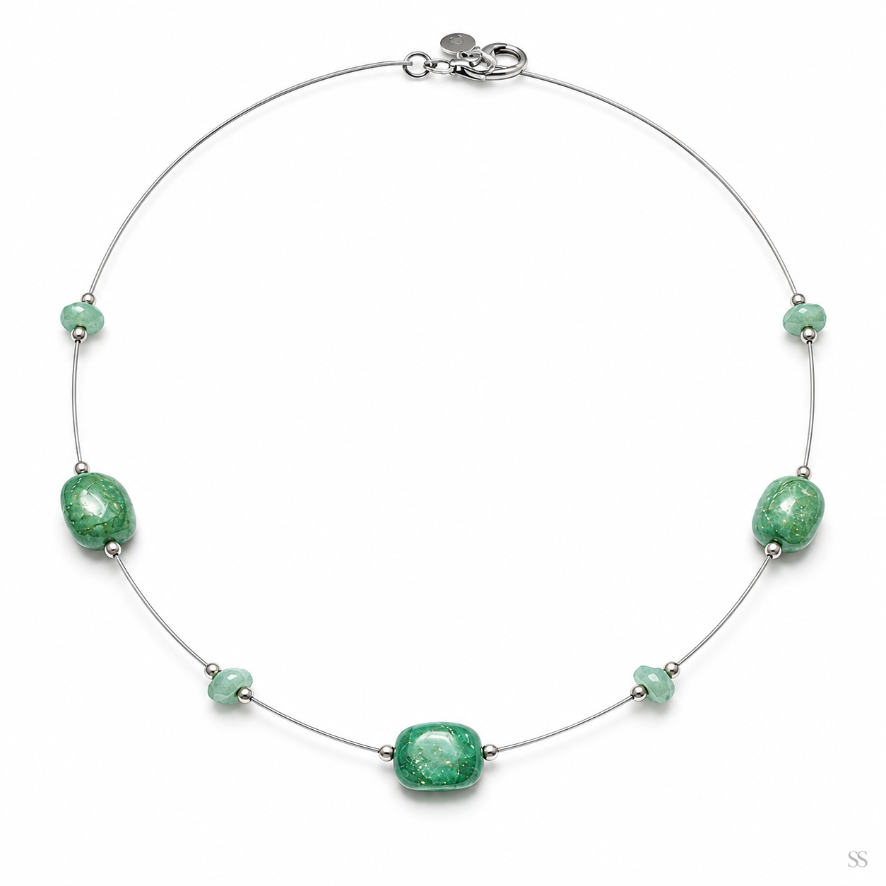 Pre-Owned Silpada Chrysocolla Bead Wire Necklace - Retired Design