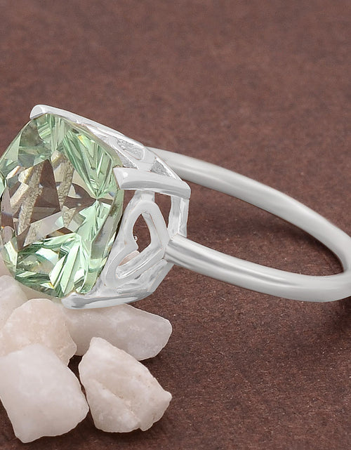 Load image into Gallery viewer, Green Sapphire Simulated Ring 925 Sterling Silver 12mm Size 7.5
