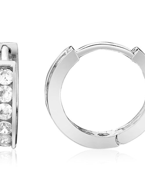 Load image into Gallery viewer, Sterling Silver Petite CZ Hoop Earrings
