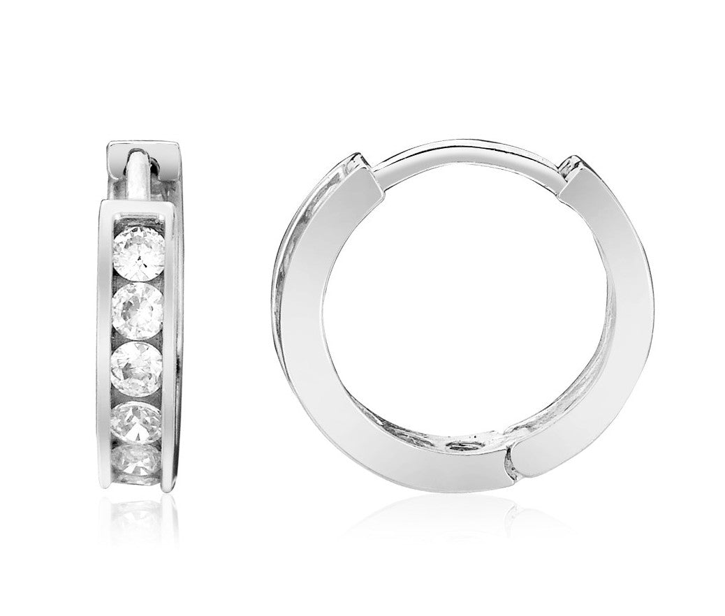 Sterling Silver Petite CZ Hoop Earrings