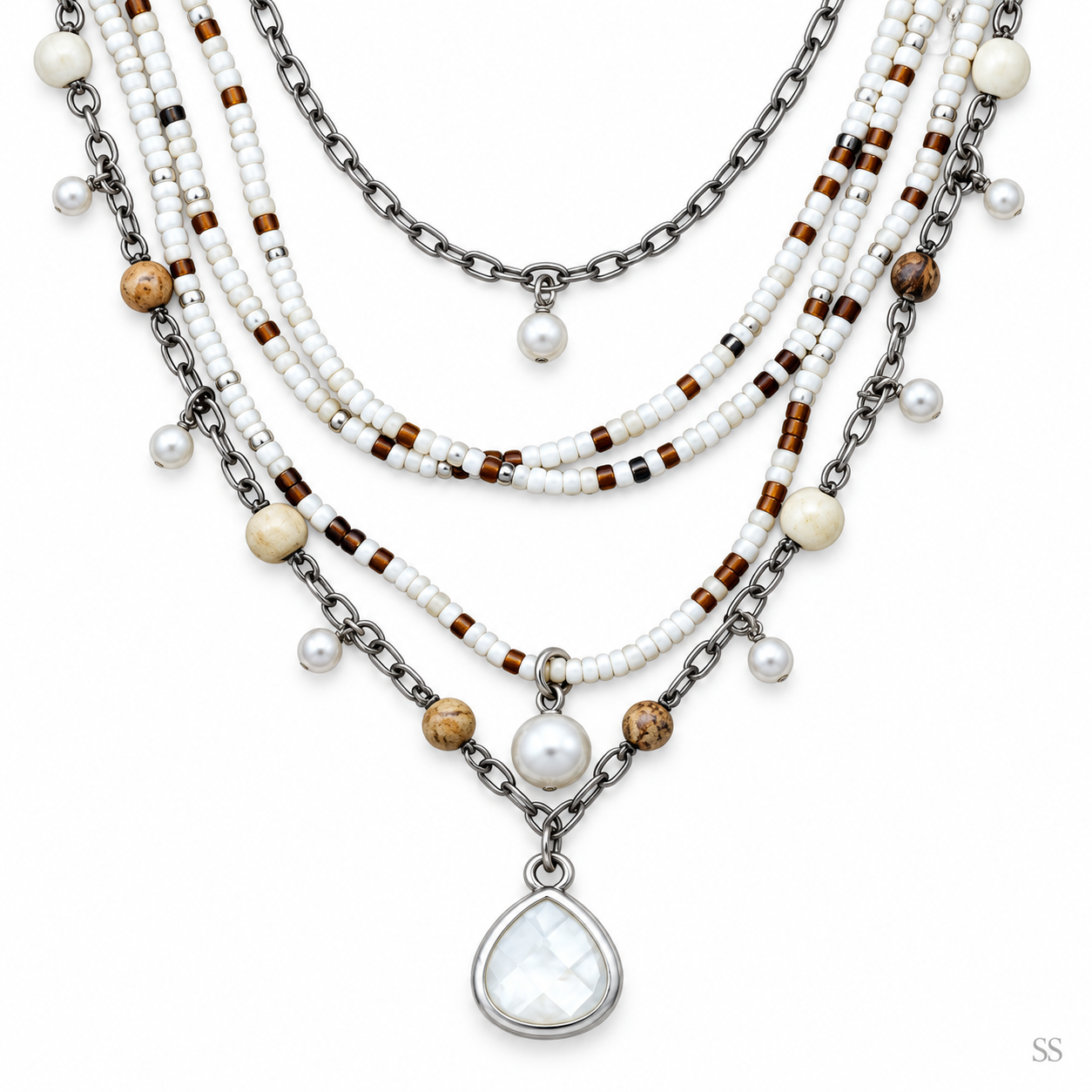Pre-Owned Silpada Beds & Pearls Necklace - Retired Design