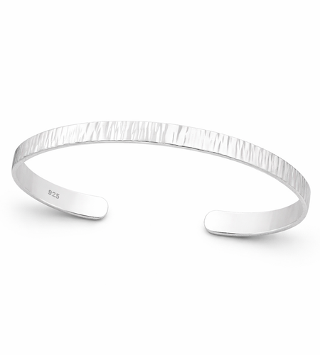 925 Sterling Silver “Luxe Textured Cuff” Bracelet – Minimalist Hammered Finish