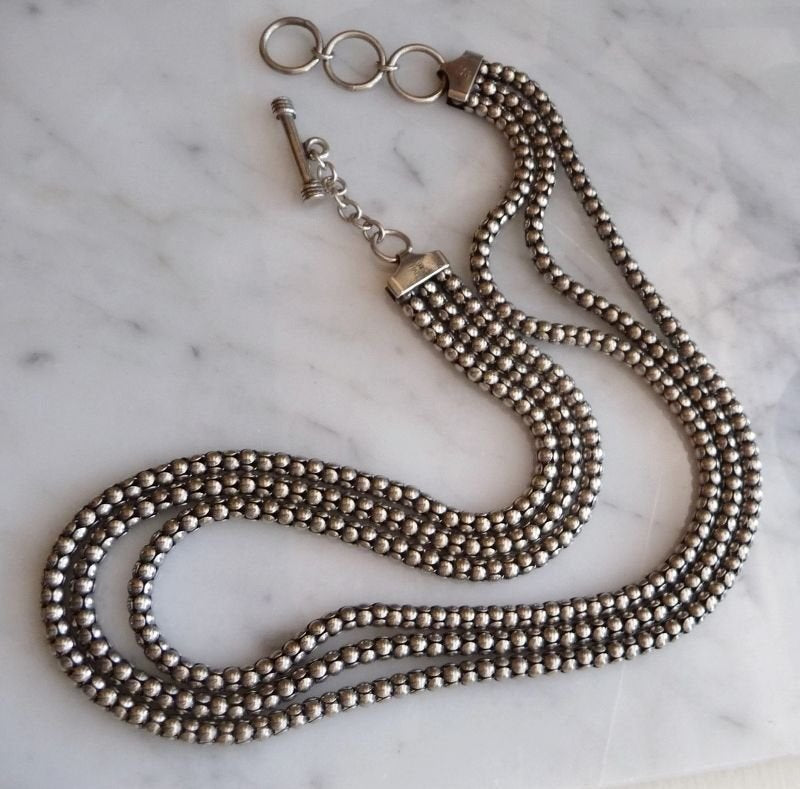 Pre-Owned Silpada Sterling Silver 3-Strand Popcorn Necklace - Retired Design