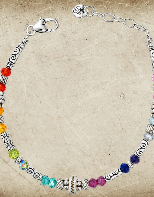 Load image into Gallery viewer, Brighton Rainbow Crystal Silver Tone Bracelet Adjustable 7-8"
