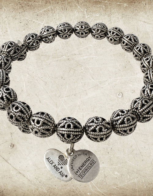 Load image into Gallery viewer, Alex and Ani Vintage Sixty-Six Silver Tone Filigree Beaded Bracelet
