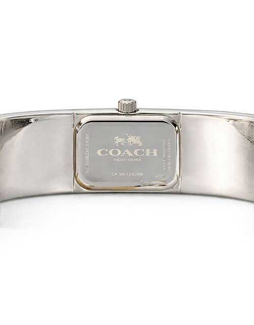 Load image into Gallery viewer, Coach Signature Silver Tone Cuff Watch – Pre-Owned Designer Bracelet Watch
