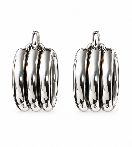 Sterling Silver Metro Ridged Hoop Earrings