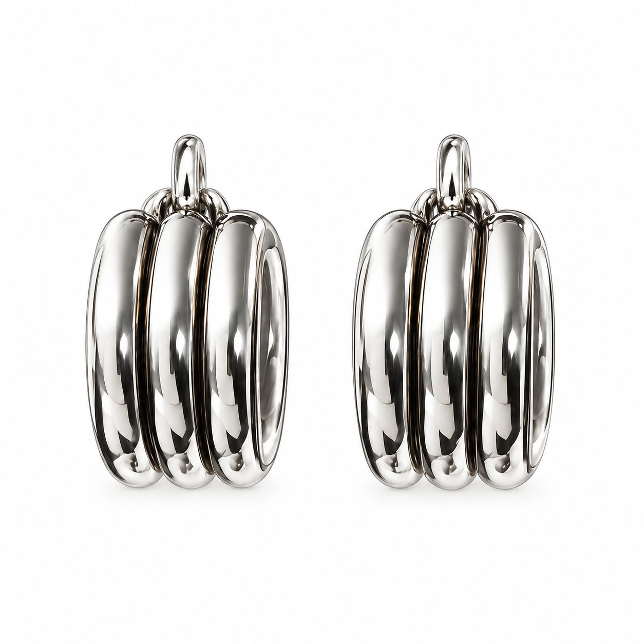 Sterling Silver Metro Ridged Hoop Earrings