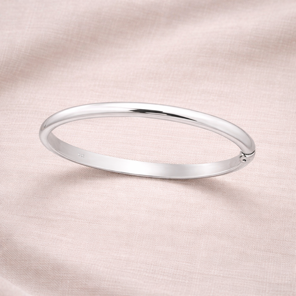 925 Sterling Silver “Essential Classic” Round Bangle – Polished 7mm Bracelet