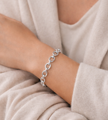 925 Sterling Silver Open Link Chain Bracelet – "Modern Loop Link"