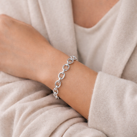925 Sterling Silver Open Link Chain Bracelet – "Modern Loop Link"